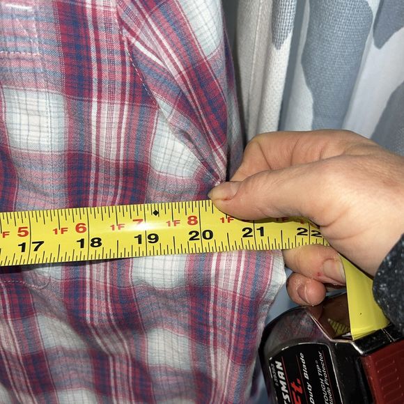 Madewell Ex-Boyfriend Button Up Shirt Manhasset Plaid Pink White Classicore Sz L - Picture 7 of 8